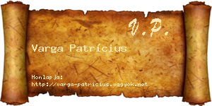 Varga Patrícius névjegykártya